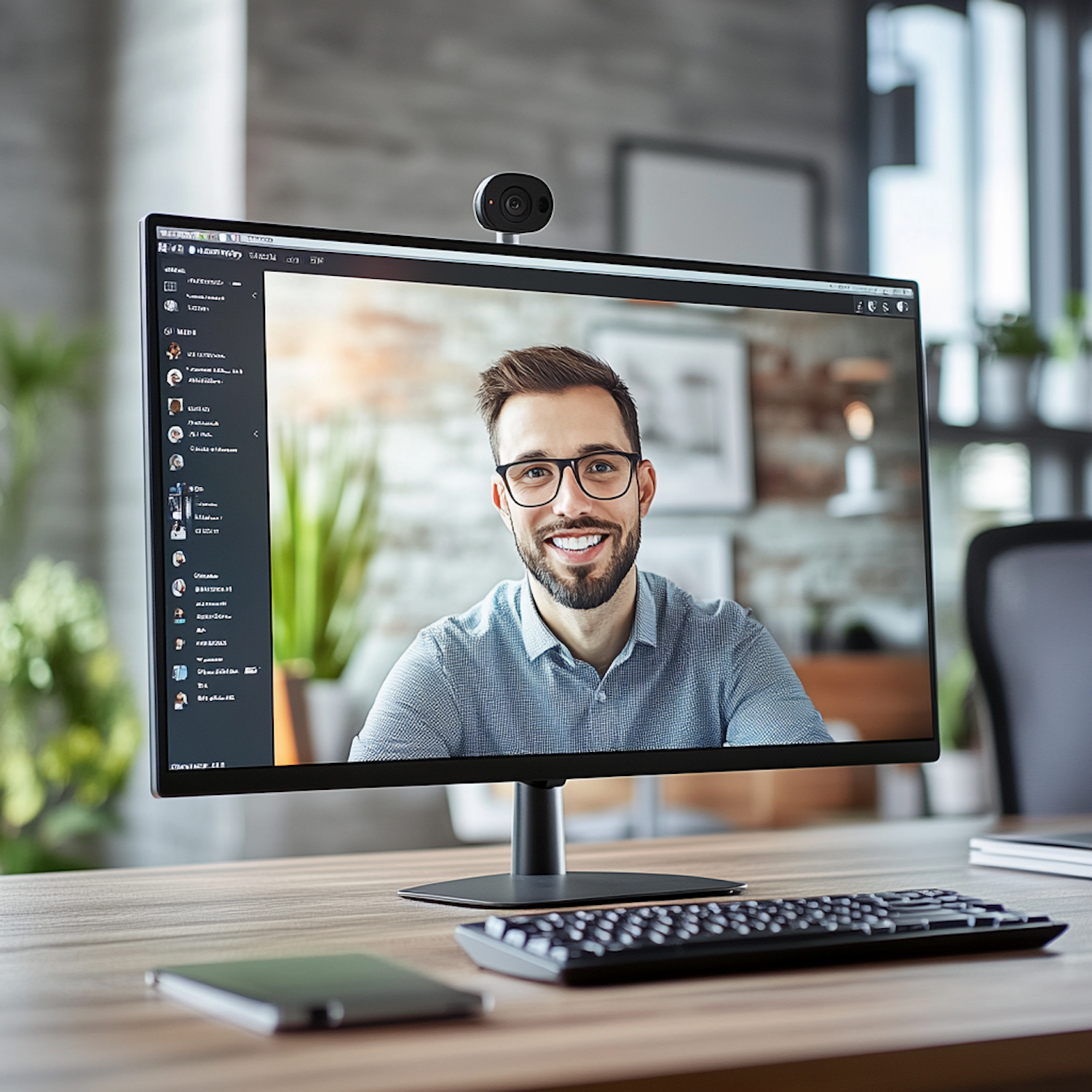 A sales professional confidently engaging in a video call, showcasing strong digital communication and presentation skills essential for remote high-ticket sales interactions.