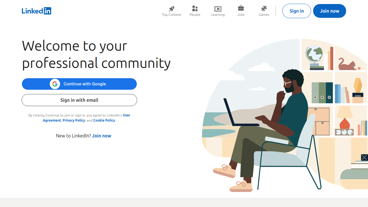 A screenshot of the LinkedIn homepage, highlighting its role as a key platform for professional networking and running targeted paid advertisements for coaching services.