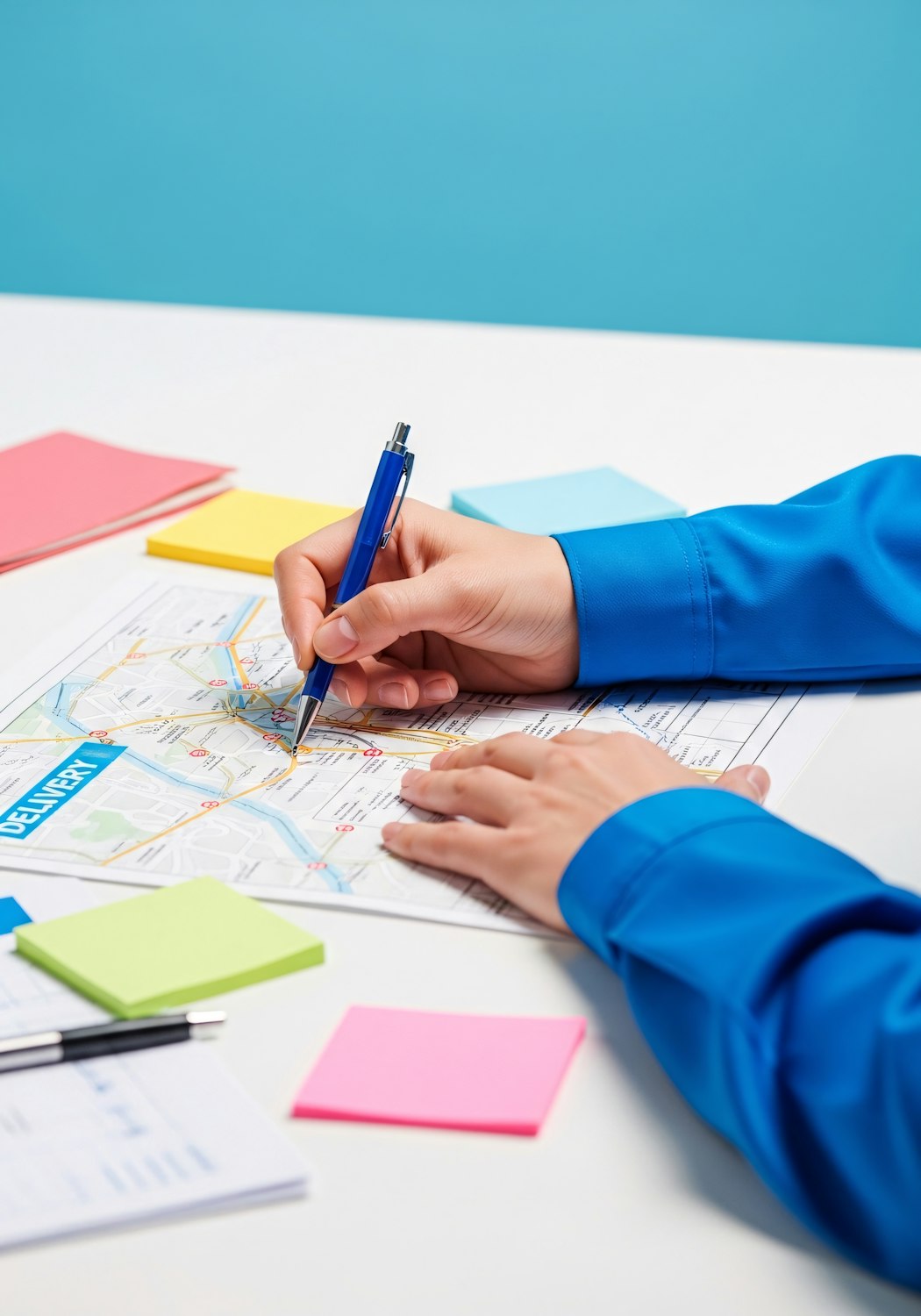 A person planning their strategy for a sample sale, representing the mental and physical preparation involved.