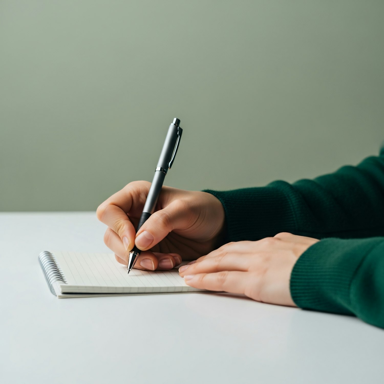 A person writing in a journal, documenting their sample sale experiences to build a portfolio of negotiation wins.