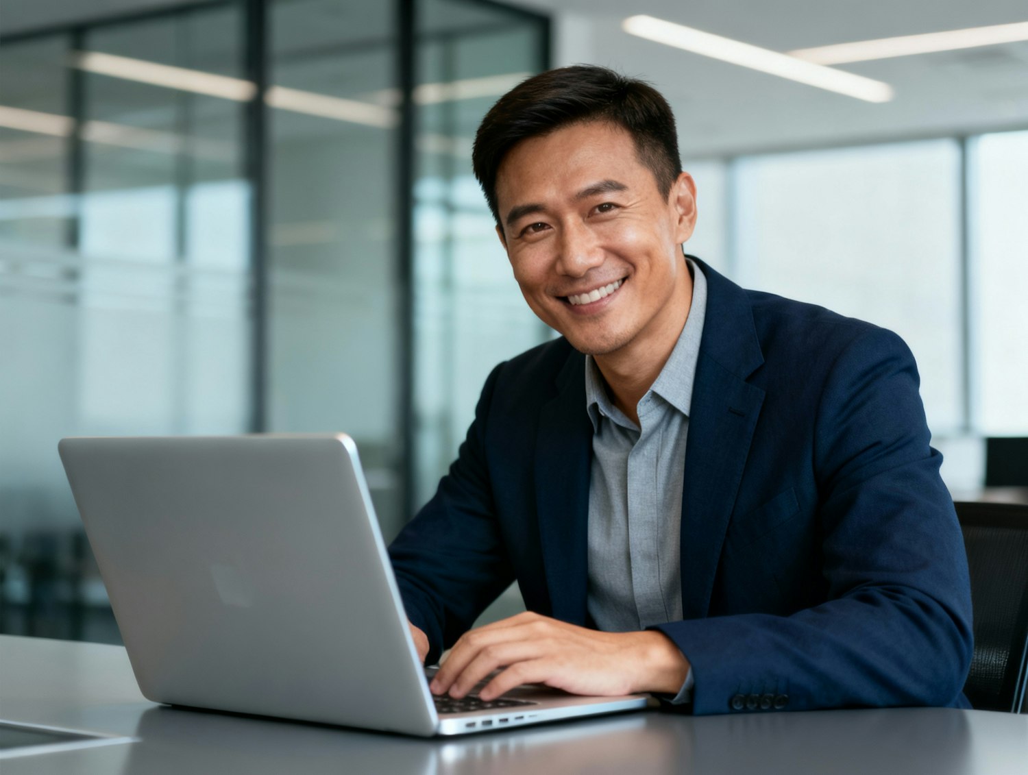 A professional works efficiently from a home office, leveraging technology for high-ticket sales.