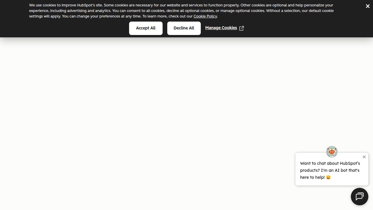 A screenshot of the HubSpot CRM product page, illustrating a popular customer relationship management system for sales.