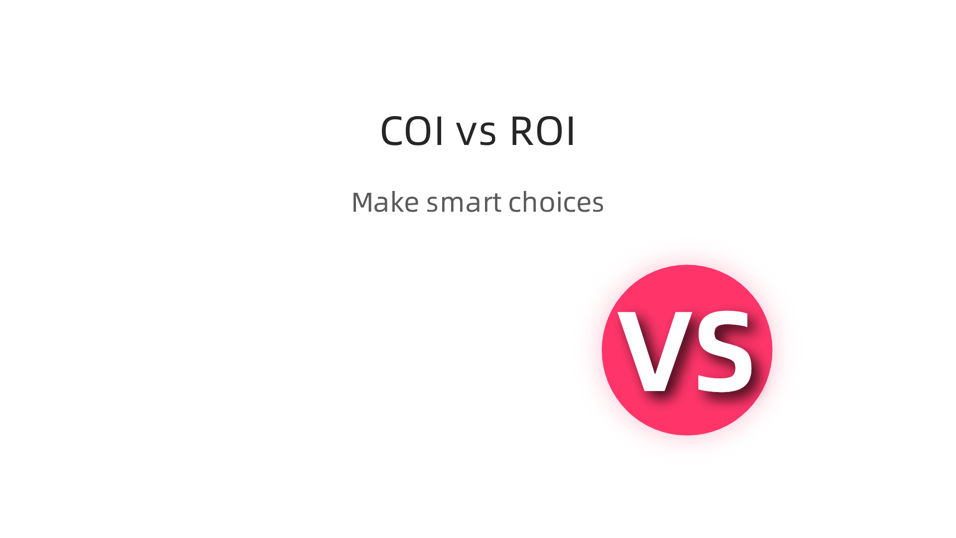 A comparative infographic illustrating the differences and combined importance of Cost of Investment (COI) and Return on Investment (ROI) for making informed decisions.